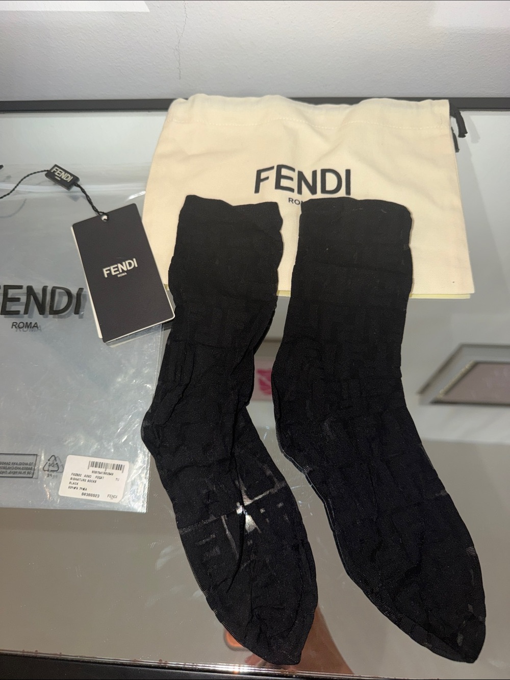 Fendi women’s Black Logo Knit Socks